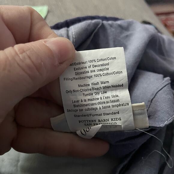 Pottery Barn Kids Quilted Boys Club Red & Tan Pillow Sham - Standard - Back Ties - Picture 10 of 10